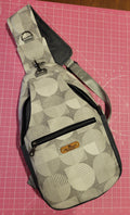 Unisex Gray Geometric Sling Backpack