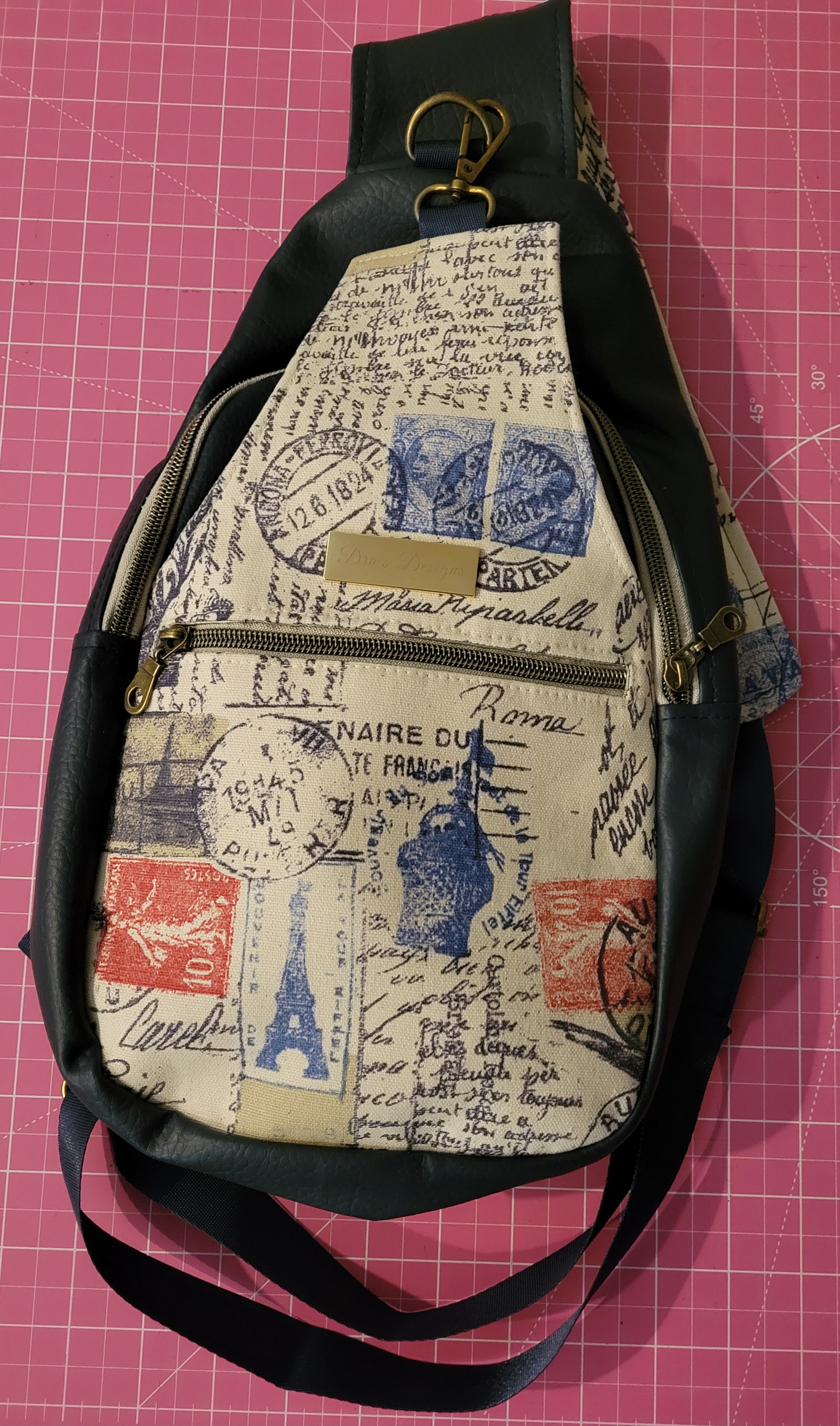 Sling Crossbody Bag Featuring Travel Postcard Theme