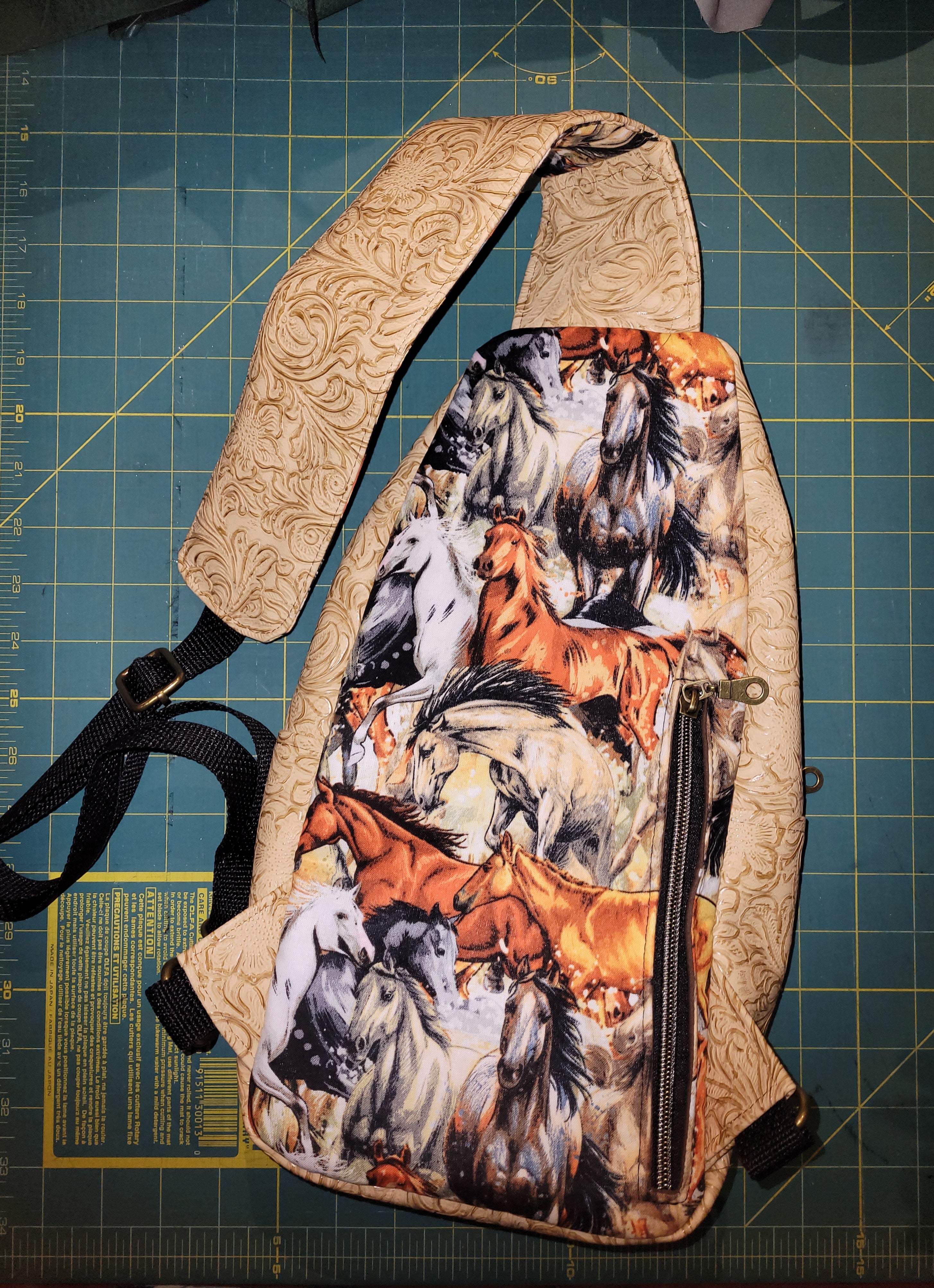 Crossbody Sling Bag with Horse Theme