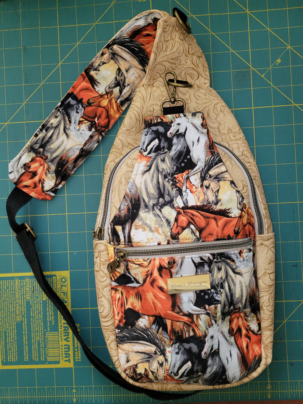 Crossbody Sling Bag with Horse Theme
