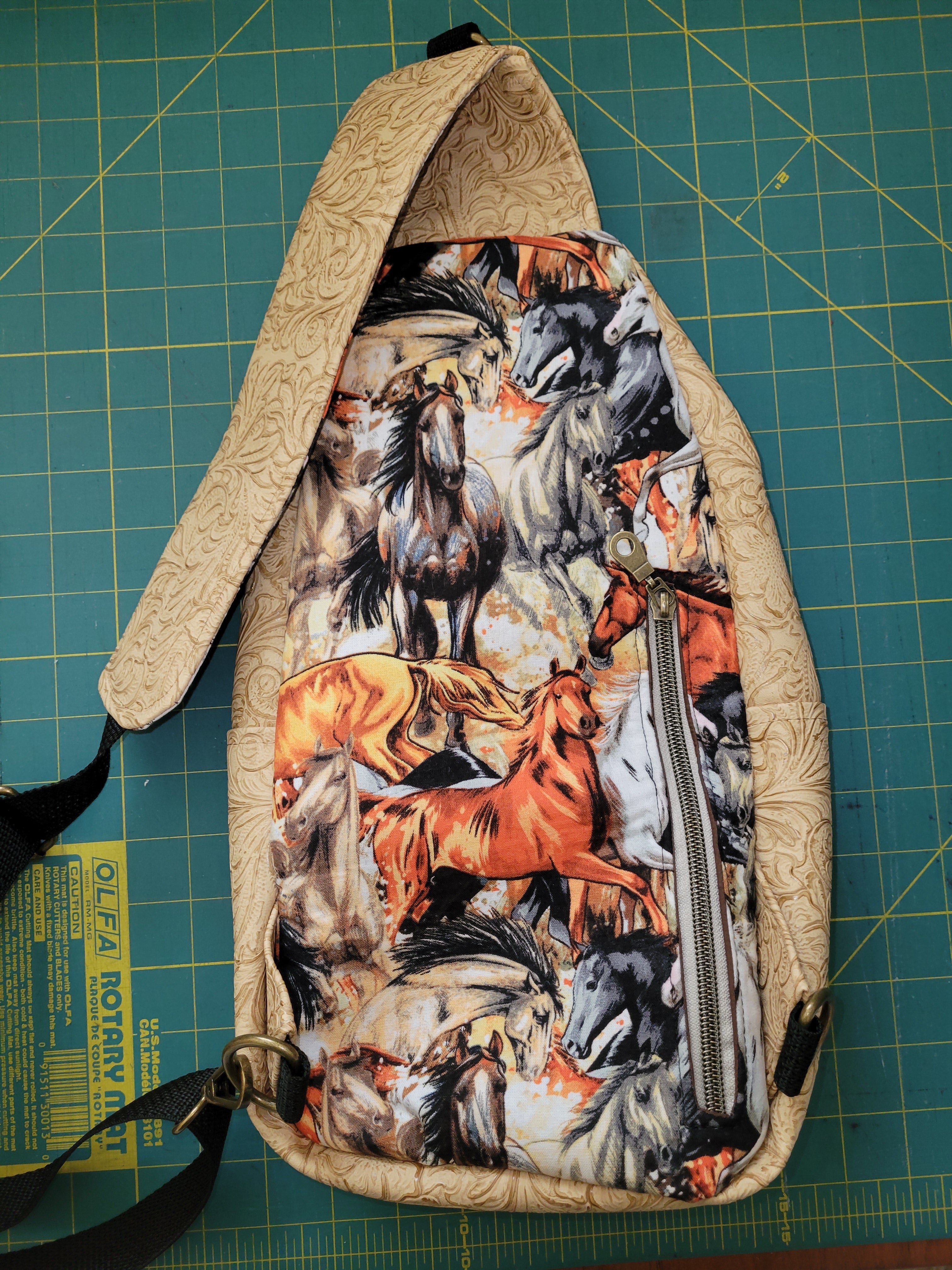 Crossbody Sling Bag with Horse Theme