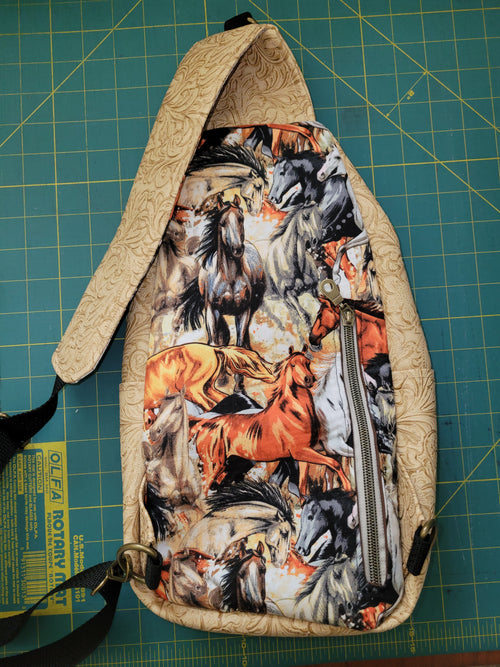 Crossbody Sling Bag with Horse Theme